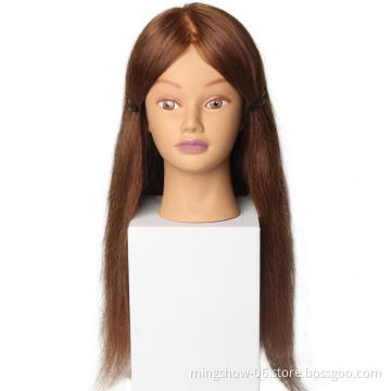 Cosmetology blonde color 100% real human hair mannequin training head for hairdressers